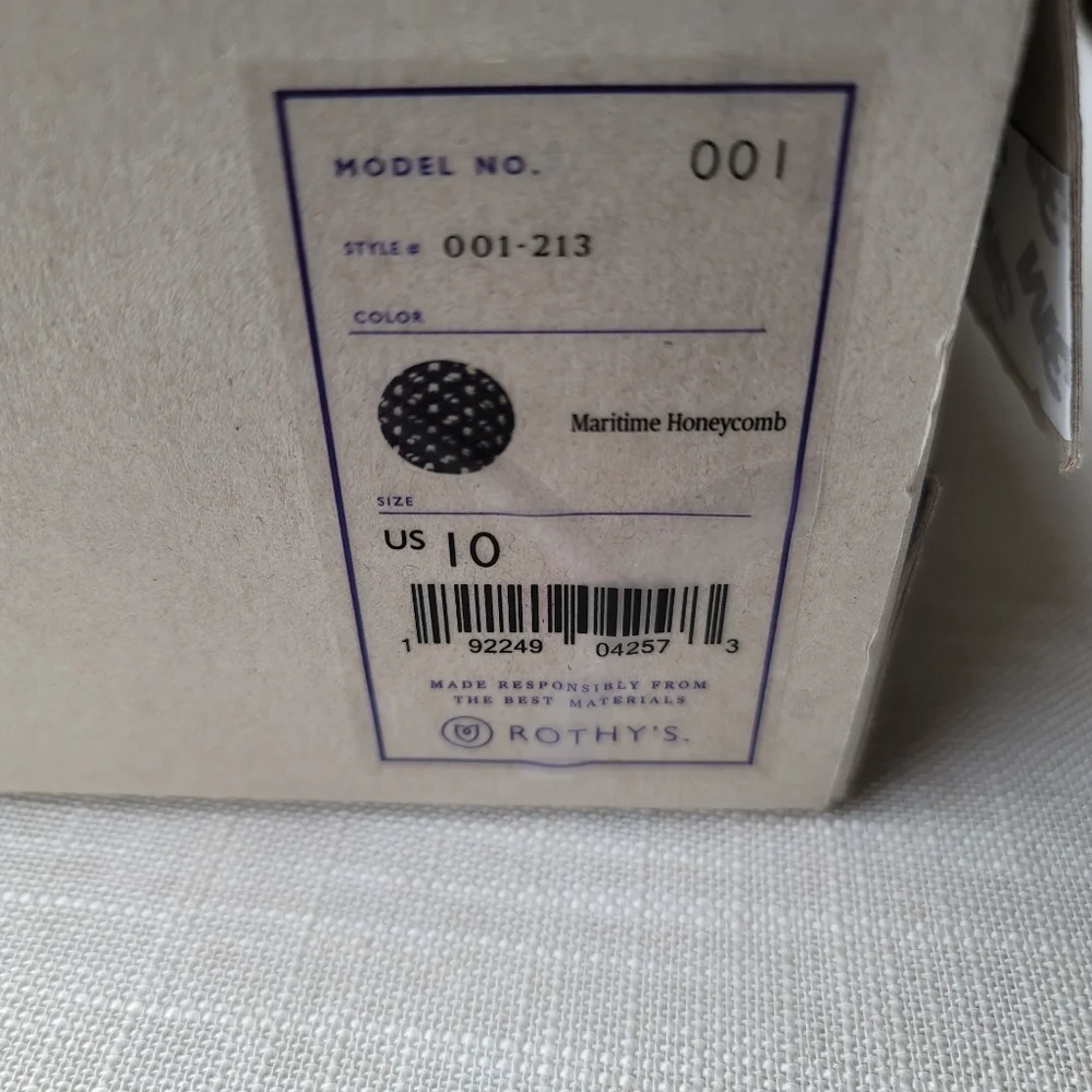 New! Rothy's sz 10 Navy Blue Maritime Lattice Stitch Honeycomb Flats Shoes